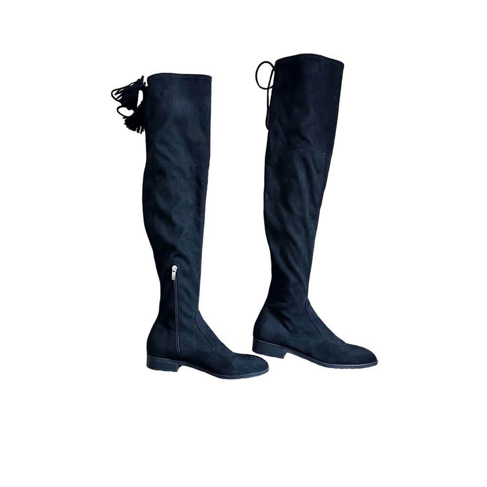 Marc Fisher Olympia Over The Knee Boots Tassel Black 8M Faux Suede OTK